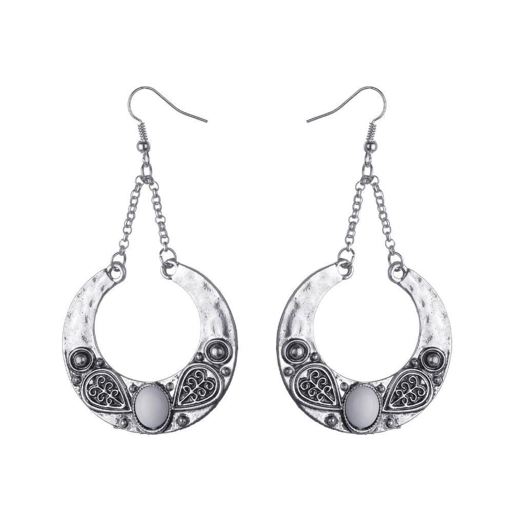 Retro Ethnic Gemstone Earrings for Women - Popular European & American Style