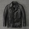 Casual Men Jacket Genuine Cow Leather Coat Black Real Cowhide Coat Slim Fit Spring Autumn