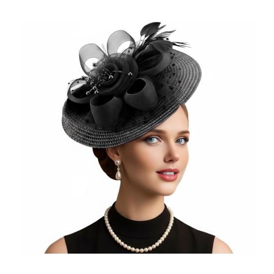 Genomskinlig Nätblomma Fascinatorhatt Vintage Tebjudning Dam Vävhatt Bröllop Cocktail