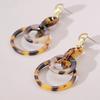New Korean Fashion Leopard Print Resin Earrings Design with Minimalist Geometric Circles Female Earrings Pendant Earrings