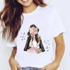 Women's Fruit-Flower Print Crew-Neck Tee Spring/Summer Aesthetic Polyester Fiber Cute Base Shirt Trendy Top