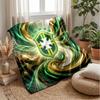 Brazil Football Printed Flannel Blanket Skin Friendly Warm Decorative Throw for Indoor Couch Bed Daily Use