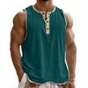Men's Sleeveless Henley Tank Top Breathable Lightweight Button Down Loose Fit Vest Casual Athletic Shirt For Summer Outdoor Workout