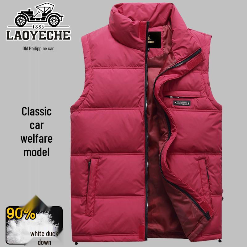 Classic Men's Plus Size Thickened Down Vest for Middle-aged & Elderly - Warm Sleeveless Stand Collar Jacket