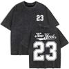 New York Nummer 23 Drucke Ausgewaschene T-Shirts Damen Baumwolle Übergroßes T-Shirt Sommer Rundhals Kurzarm Oberteile Kleidung