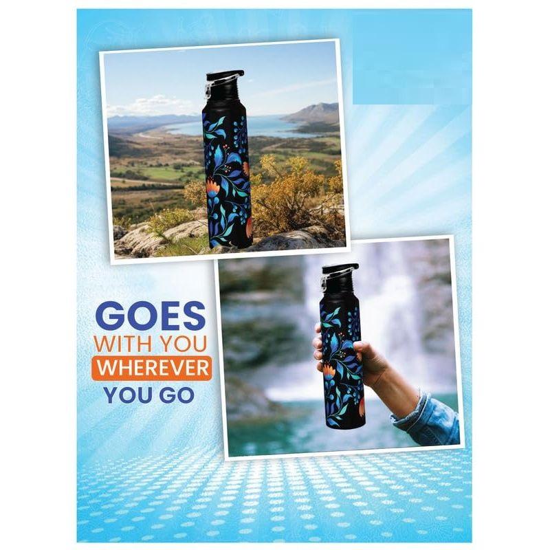 Water Bottle 1 Ltr, Bloom In Dark, Stainless Steel Sipper Bottles for Girls, Boys, Adults & Kids, Gym, Sports, Fridge Use  1000 Ml