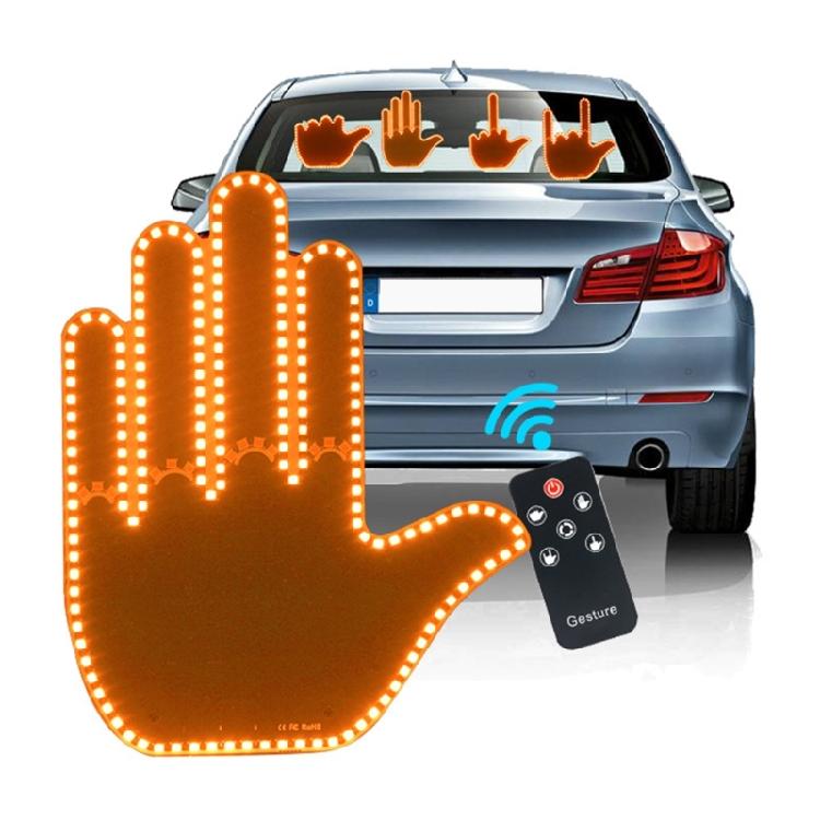 Car Back Window Sign Fun Gesture Finger Light with Remote Hand Gesture Light for Car Road Rage LED Sign Car Accessories