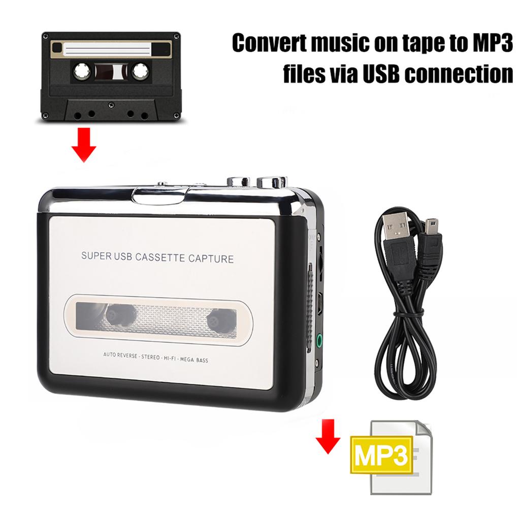 USB Tape To MP3 Capture Converter Stereo Audio Music Player Cassette Player