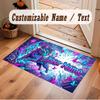 Cat Theme Crystal Velvet Floor Rug Personalized Custom Name Text Warm Carpet Home Decoration