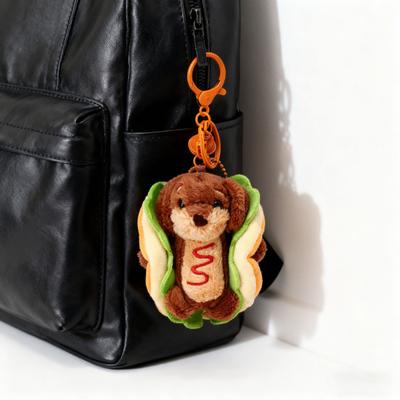 Yousheng Dachshund Dog Hamburger Keychain Pendant Plush Bag Charm Dual-Function Key Chain Bag Hanger Accessory