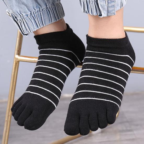 1 Pair Women Socks Five-Toed Split-Toe Design Anti-Odor Sweat-Absorbent Shallow Mouth Socks Sports Daily Wear