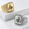 Retro Hip-Hop Freimaurer Titanstahl Ringe Ring Herren Persönlichkeit Dominant Bruderschaft Schmuck