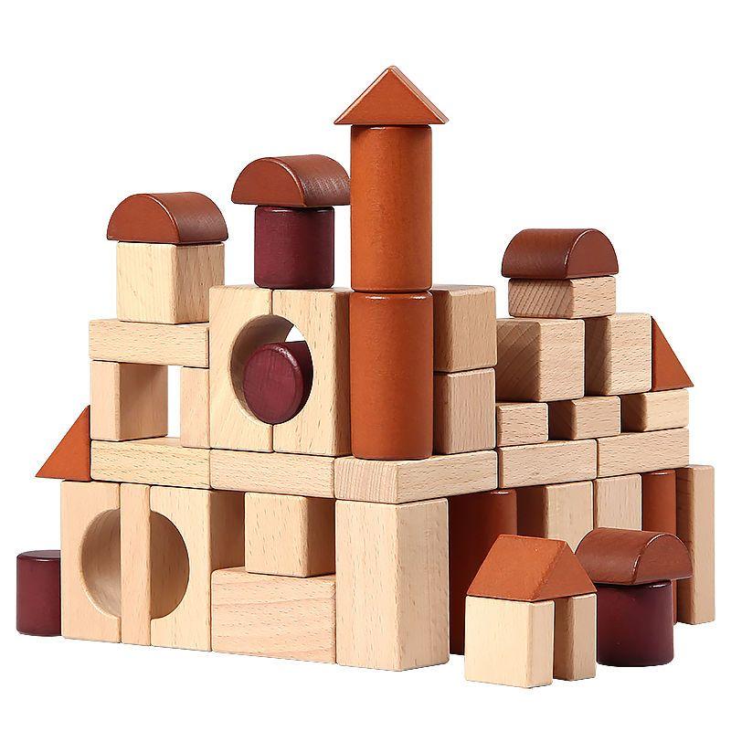 Wood Box Large Wooden Building Blocks Children's Assembled Solid Wood Boys and Girls Baby Educational Toys Early Education