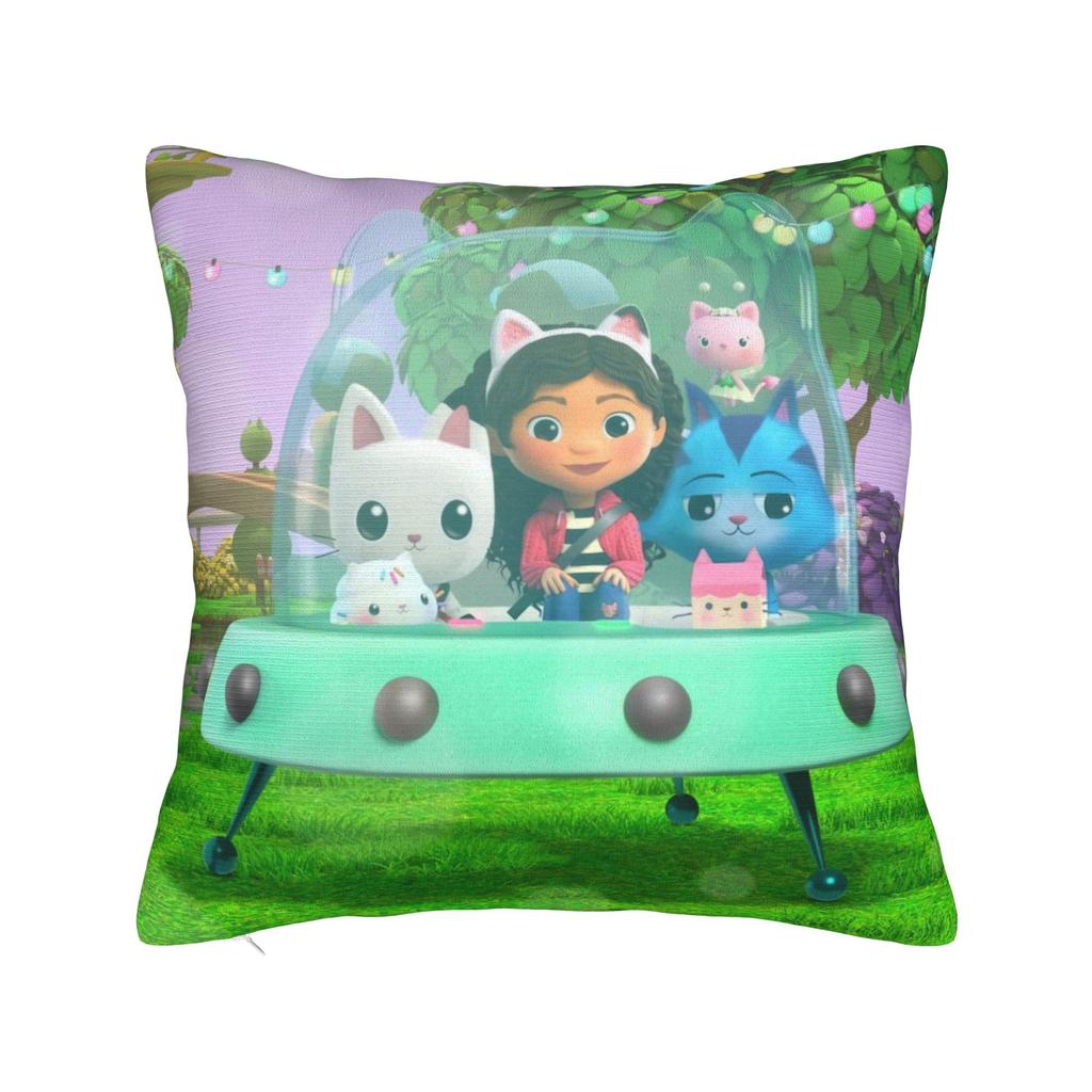 Gabby Dollhouse Cartoon Pillowcase Polyester Cushion Cover Decorative Cute Animals Pillow Case Cover Home Square 45X45cm