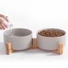 Katzennapf Hundenäpfe Katzen Keramik Futter- und Wassernäpfe Set Haustiernapf mit Holzständer Für Katzen Welpenfutter Wasserfütterung Heimtierbedarf