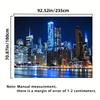 New York Manhattan Night Skyline Tapestry, Aesthetic Wall Hanging for Bedroom & Dorm