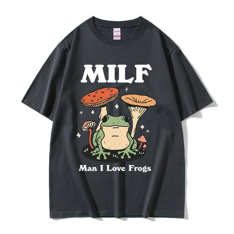 

Funny MILF Man I Love Frogs Meme Graphic T Shirts Humor Frog Lover T-shirts Men Women Fashion Summer Short Sleeve Tee Shirt 4XL