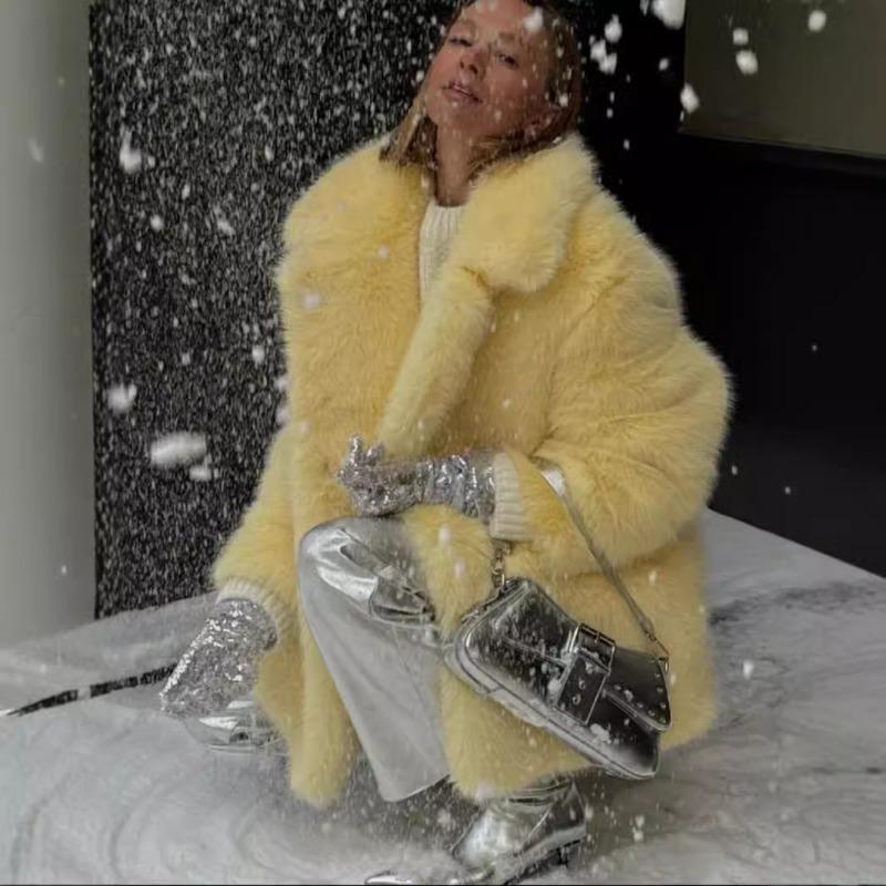 Autumn and winter fur jacket women's casual loose fox fur jacket suit collar toka environmentally friendly fur jacket women