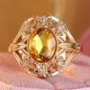 Gorgeous Inlaid White Champagne CZ Women's Ring Sparkling Gold Color Geometry Daily Wear Party Jewelry Anniversary Gift