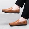 Men's Genuine Leather Loafers Slip-On Comfortable Flat Casual Breathable Soft Sole Shoes Non-Slip Lightweight Men Walking Shoes