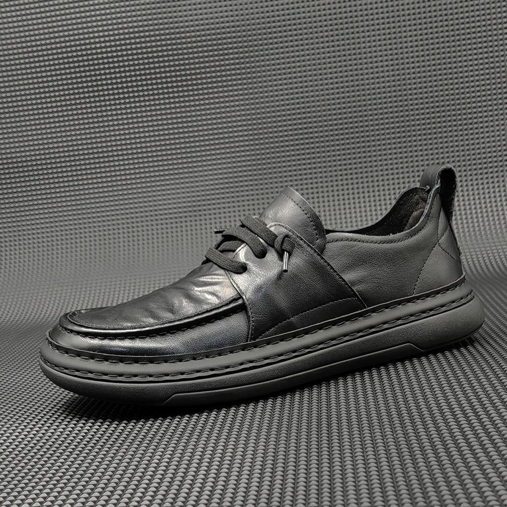 Leather crooked head casual shoes cute and ugly mango shoes board shoes trendy shoes 38 чёрный