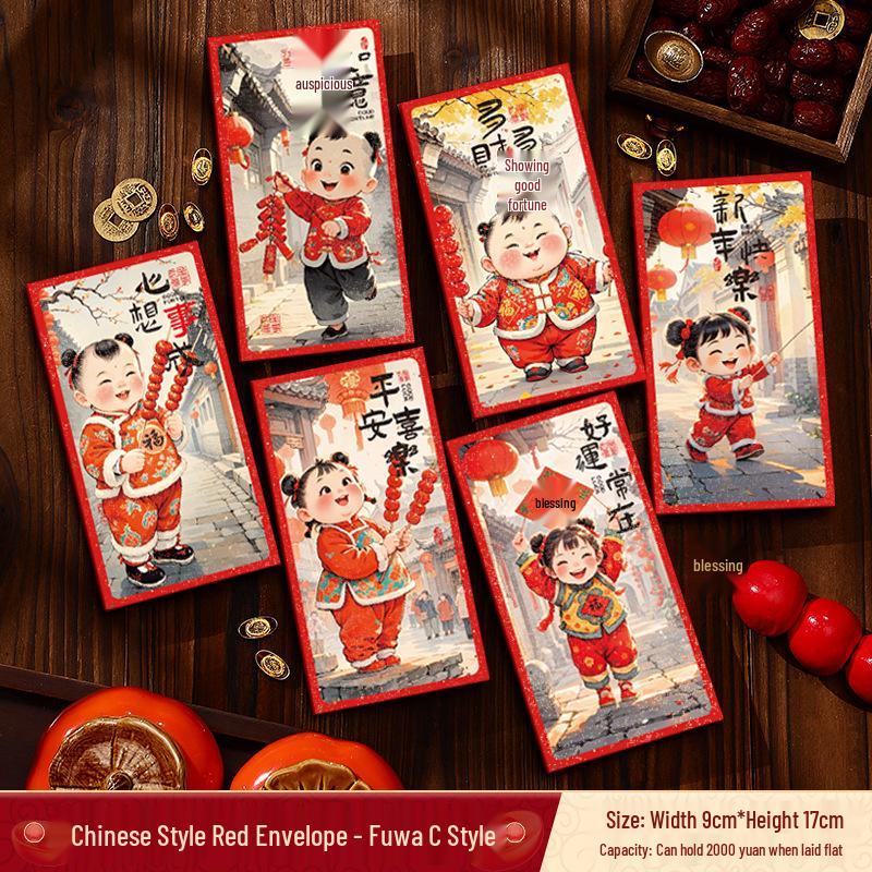 2026 Year of the Horse Zodiac Lucky Envelopes: Festive Cartoon Red Lai See Pockets for Spring Festival