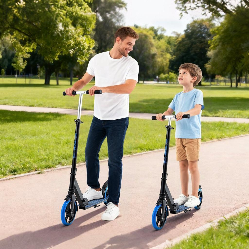 Kick Scooter for Kids Ages 8+, Teens & Adults, 2-Wheel Toddler Scooter with Adjustable Height Handlebar, Wide Anti-Slip Deck, Foldable Lightweight