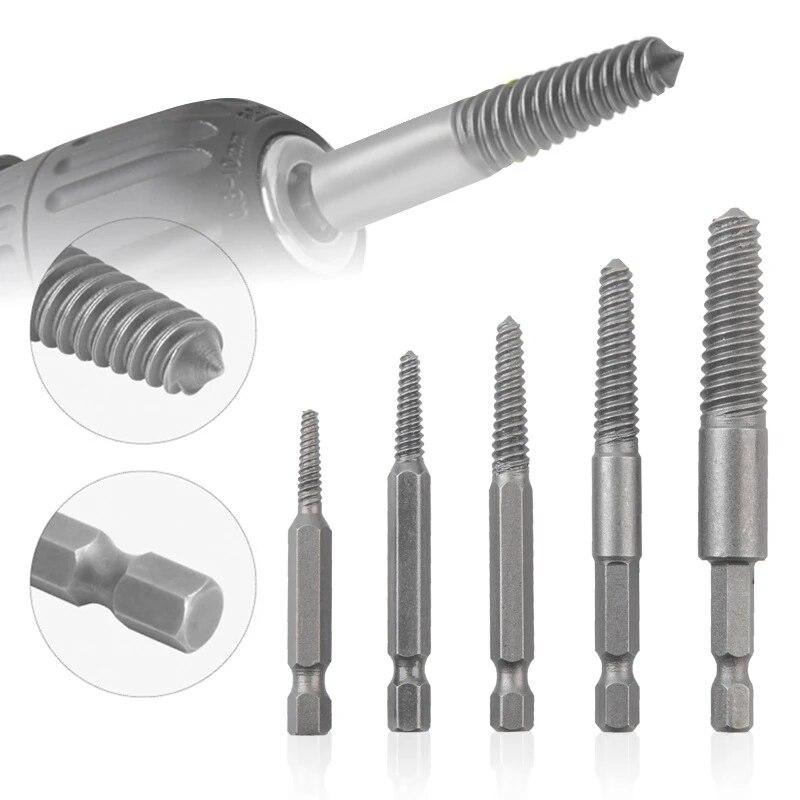 

5PC Hexagonal Handle Broken Head Screw Extractor Power Tool Accessory Hexagonal Broken Thread Extractor Thread Set