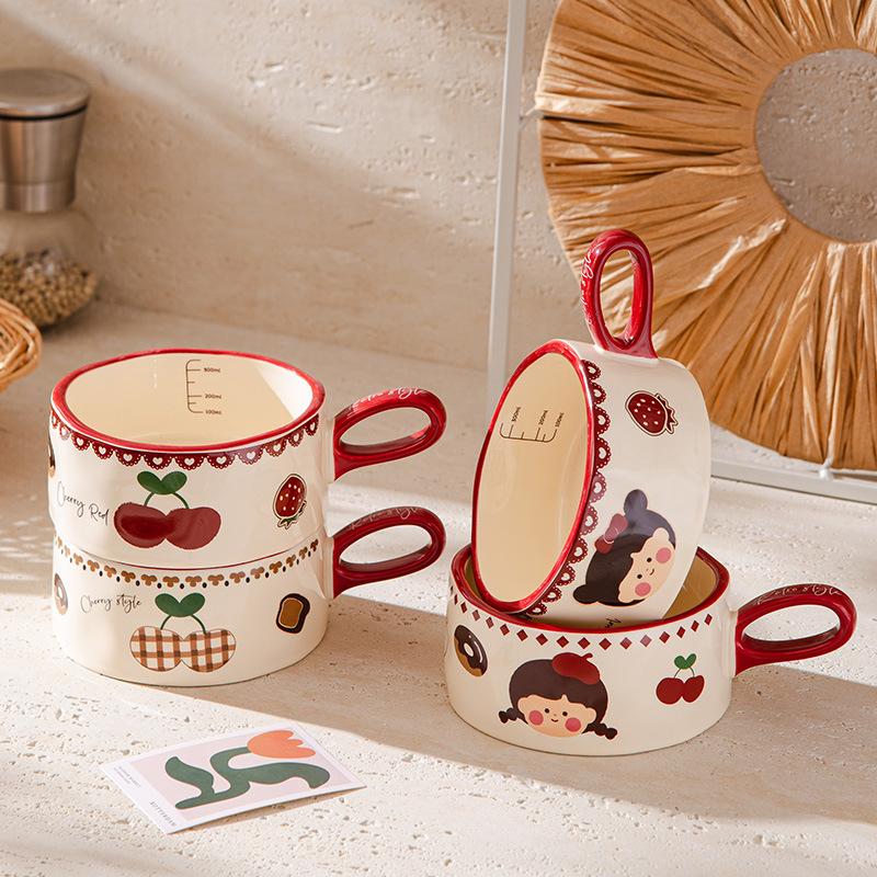 Ceramic Breakfast Cup Milk Oatmeal Cup Exquisite Coffee Cup In Retro Cartoon Cute Pet Creative Cup