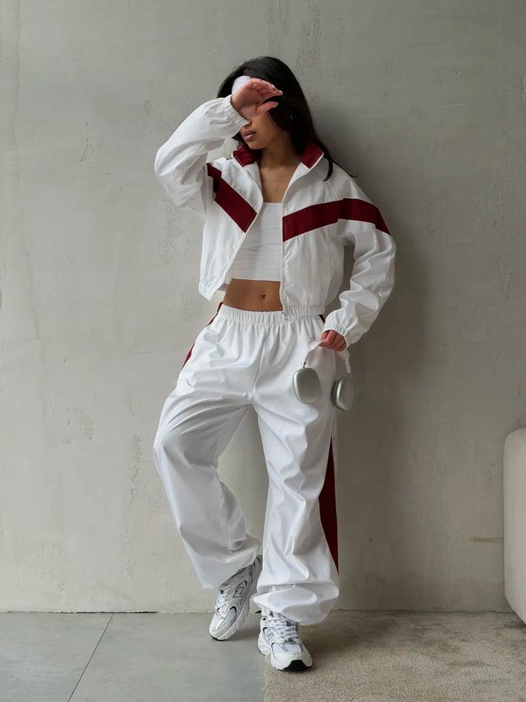 European and American fashion casual women's clothing long-sleeved contrasting sports jacket trousers suit street style suit women
