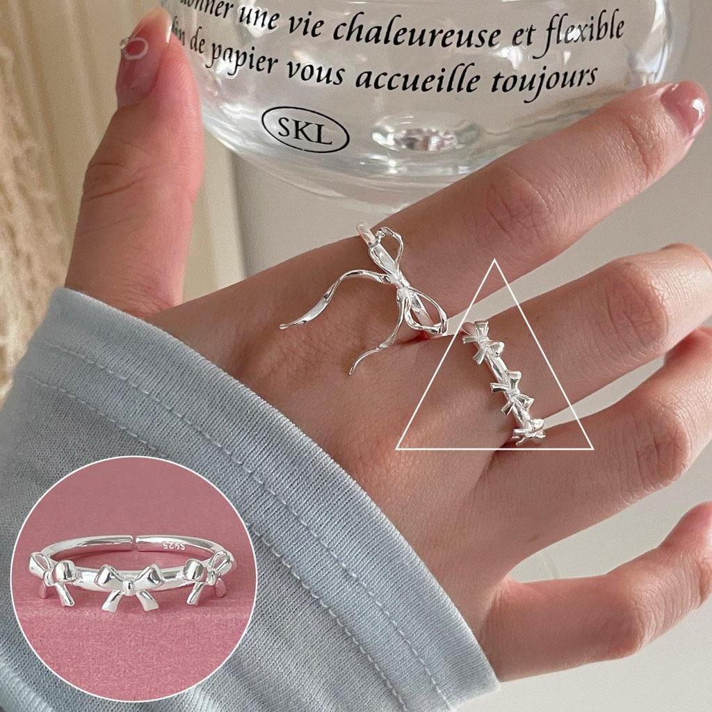 Korean S925 Silver Cross Military Flower Ring: Retro, Adjustable, Fashionable Hip-Hop Index Finger Design for Women.