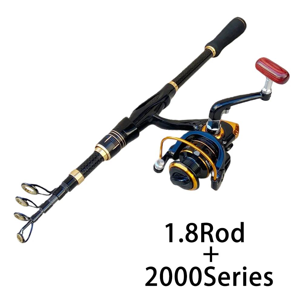Combo Canna da Pesca Spinning Portatile Corta Telescopica Mini Canna da Mare Lunghezza Chiusa 41-42 cm Con Rapporto di Recupero 7.2:1/5.2:Kit 1 Ruota