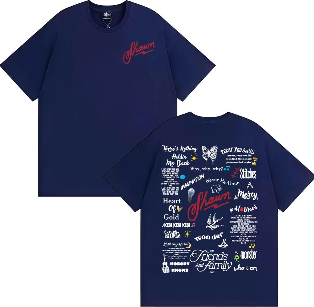 Shawn Mendes Album Tour Printed T Shirts for Men Casual Pure Cotton Fashion Tshirt Man Vintage Hip Hop Pop Music T Shirt