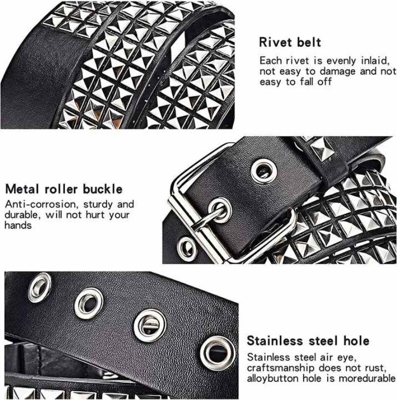 10PCS Studded Belt Metal Punk Rock Studded Belt with Bright Coloured Pyramid Studs Men's and Women's Belts Leather Belt