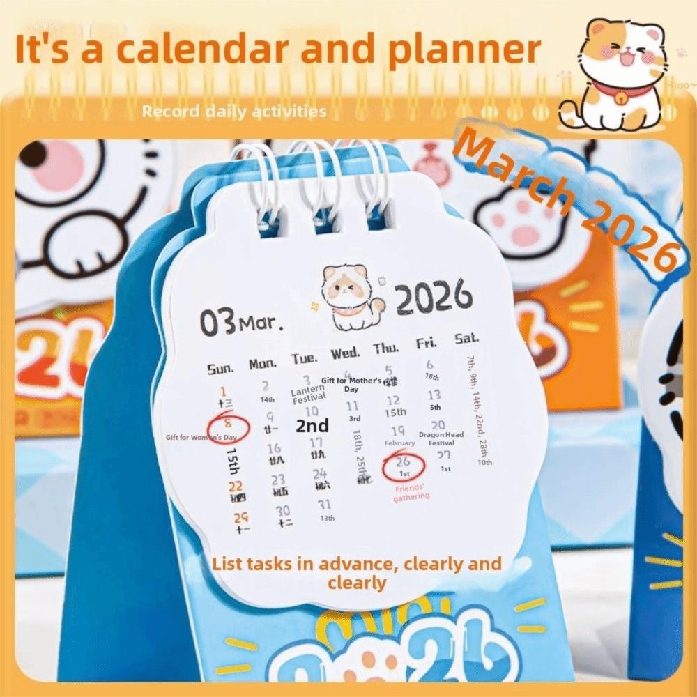 Mini 2026 Desk Calendar Portable Schedule Planner Cute Coil Calendar Office Desk Accessories