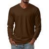 Men's V-neck Casual Solid Color Long-sleeved T-shirt Top