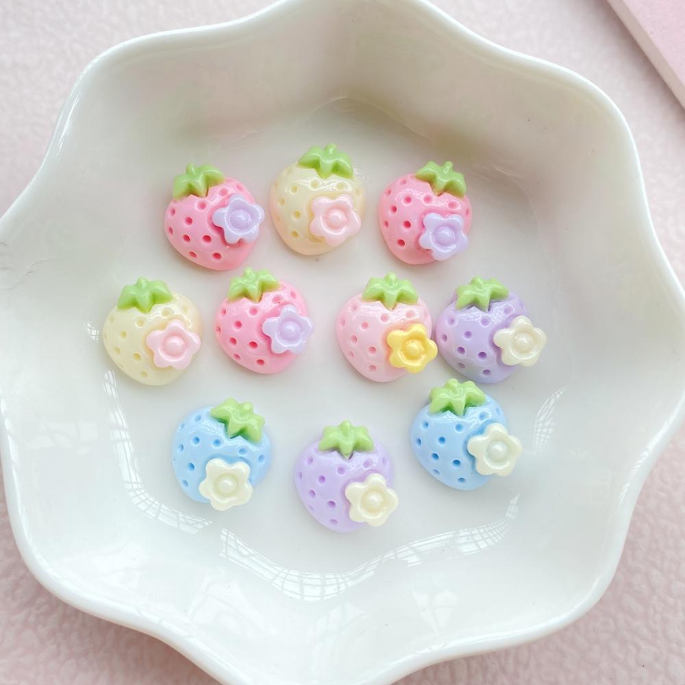 30Pcs Cute Mini Cartoon Strawberry Nail Art Resin Designer Charms DIY Craft For Nail 3D Decorations Jewelry