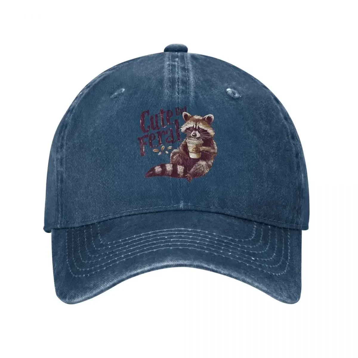 

Classic Cute But Feral Raccoon Coffee Baseball Caps Unisex Style Distressed Washed Snapback Cap Funny Animal Outdoor Summer Hat One Size