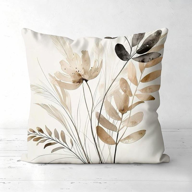 Floral Leaf Patterned Cushions For Modern Home Decor Polyester Pillowcase, Sofa Decorative Cushion Cov Headboard Pillow