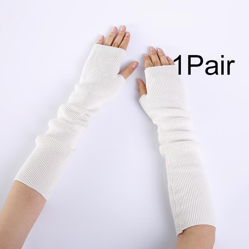 

1Pair Oversleeve Fall/Winter Arm Warmers Outdoor Fingerless Long Wrist Gloves Soft Solid Color Cold-proof Ankle Wrist Sleeves