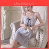 Ice Silk Sleep Dress For Women With Vneck Sleeveless Cute Heart Pattern Summer Nightwear
