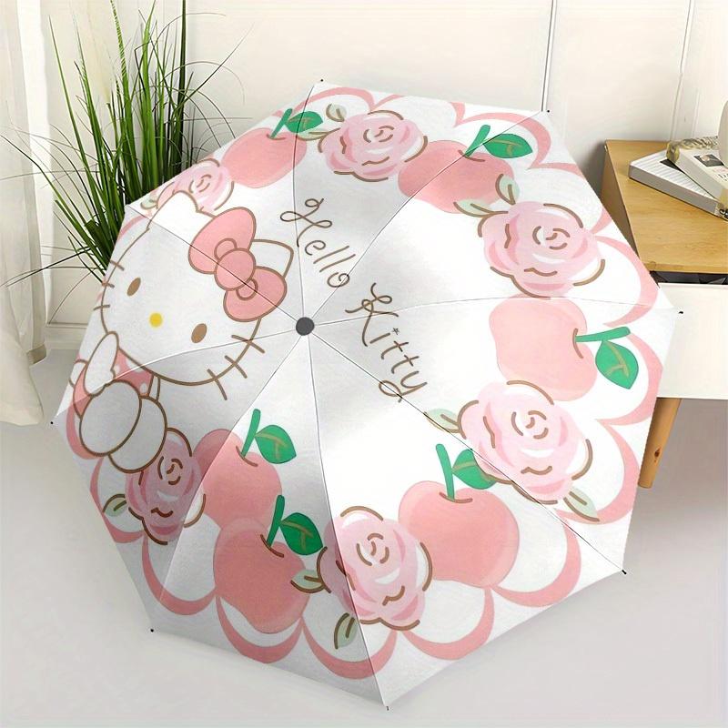 

1pc Hello Kitty Floral Wreath Umbrella with Plastic Handle,Suitable for All Seasons Home Travel Outdoor UmbrellaSanlio341