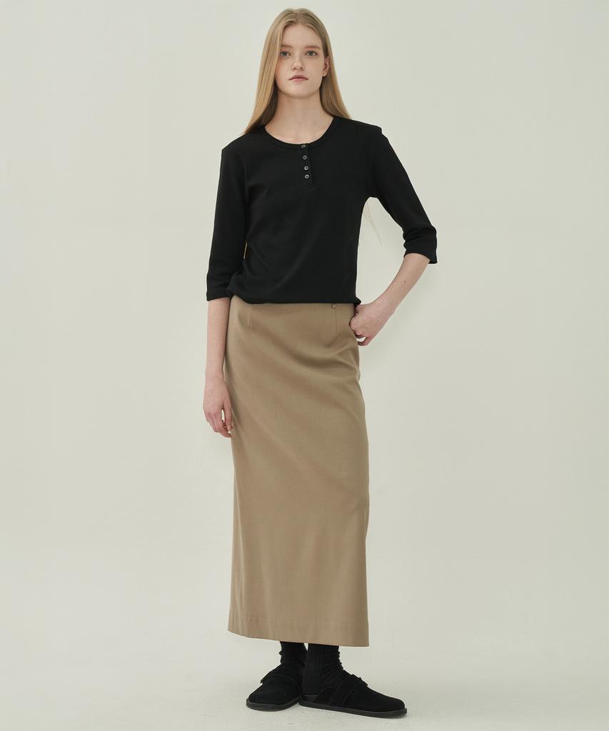 MOTT Essential Slit Long Skirt - Beige