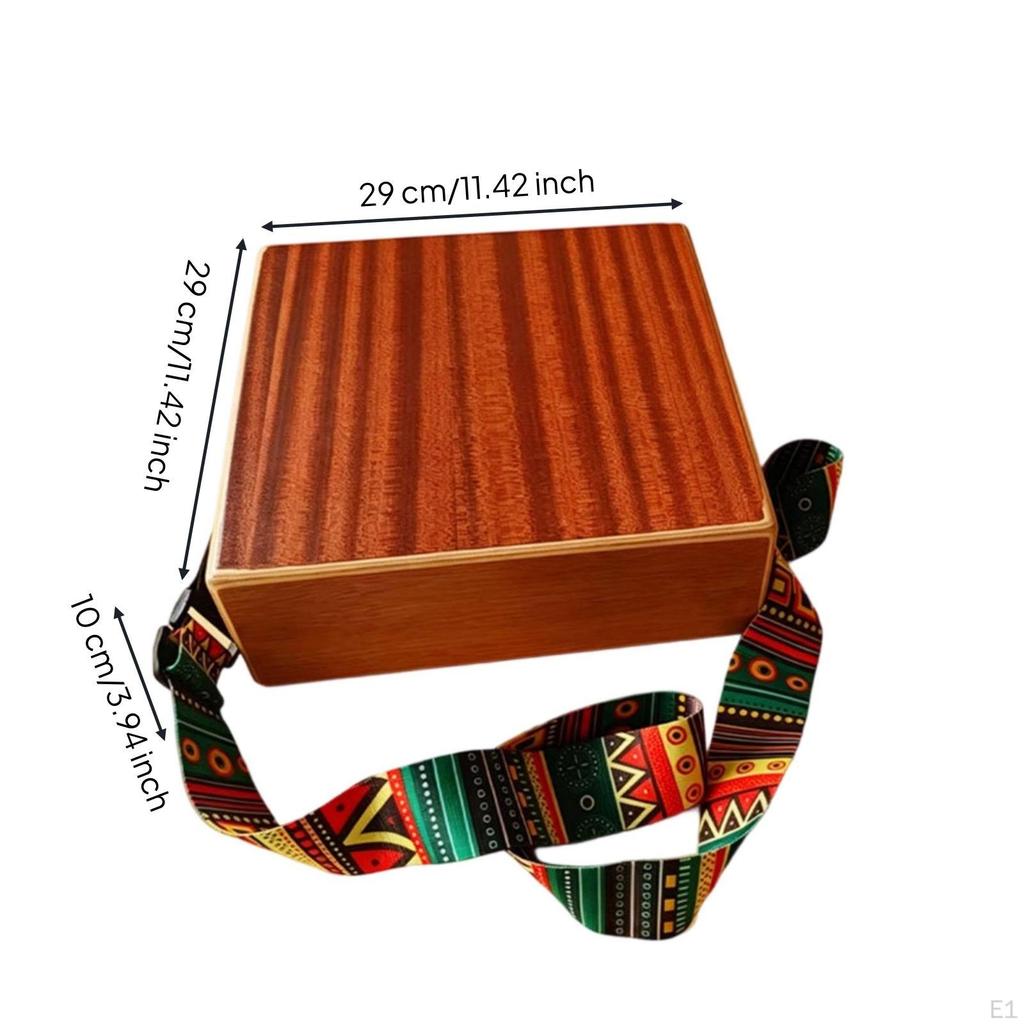 Box Drum with Strap Easy to Carry Adjustable Compact Percussion Instrument for