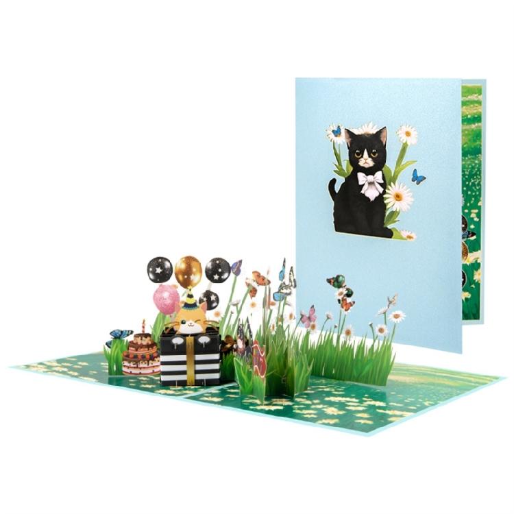 Birthday Card 3D Butterfly Cat Popup Greetings Cards,Popup Card with Notecards