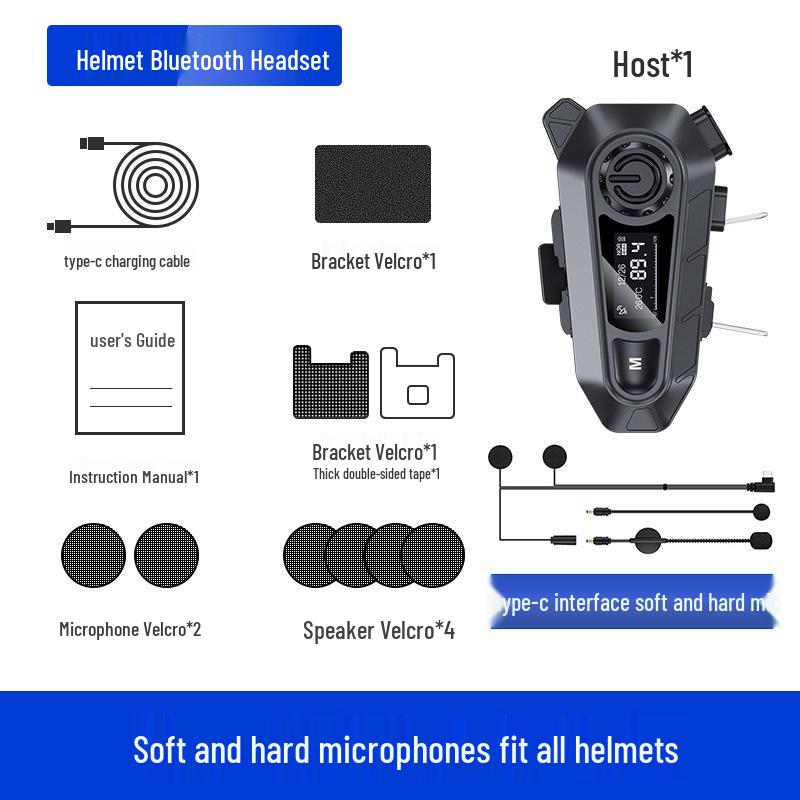 Waterproof Bluetooth Motorcycle Helmet Earphones with Noise Cancelling & Multi-person Intercom