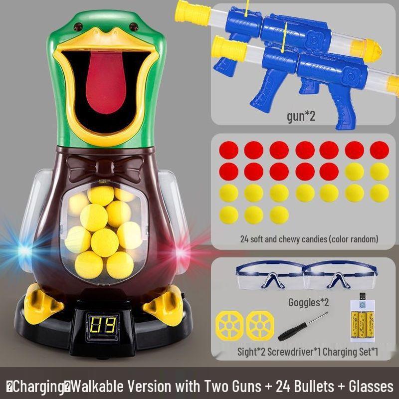 Hit Me Ducky! Parent-Child Interactive Toy with Air-Powered Soft Bullet, 3-Shot Firing for Kids 6+