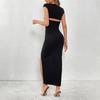 Women Evening Party Sleeveless Bodycon Solid Color Sexy Split Package Hip Dress