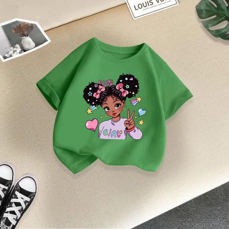 Girls' Cartoon Print Casual Round Neck Short-Sleeve T-Shirt - Summer Collection