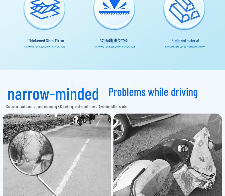 Dongwei A6 HD Electric Tricycle Adjustable Convex Rearview Mirror